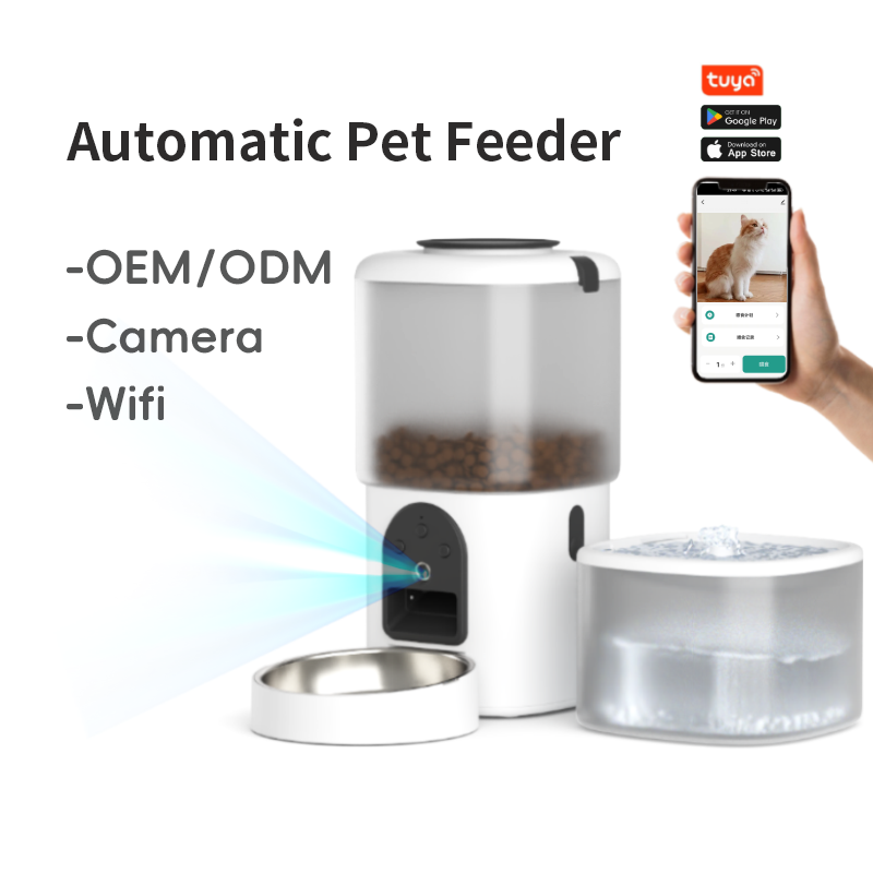 2pcs Food and Water Feeder Set with Camera