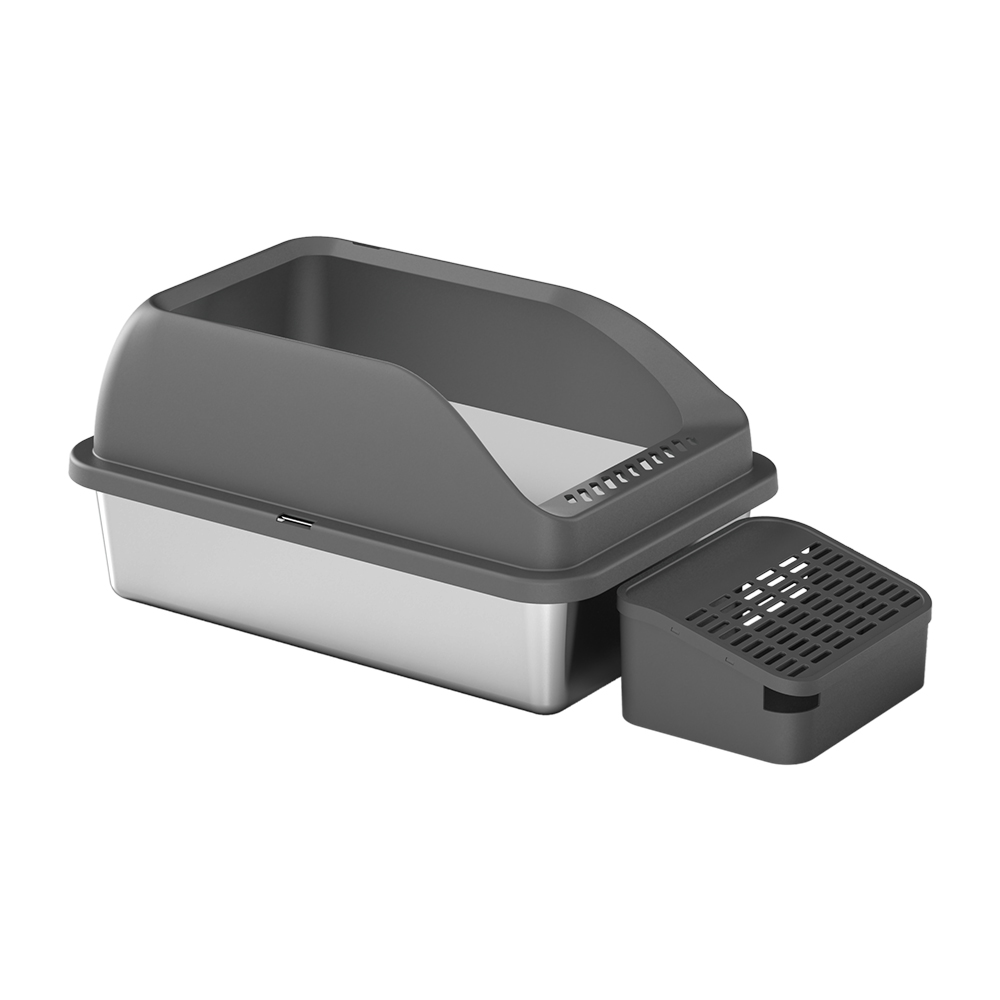 Stainless steel open-top cat litter box