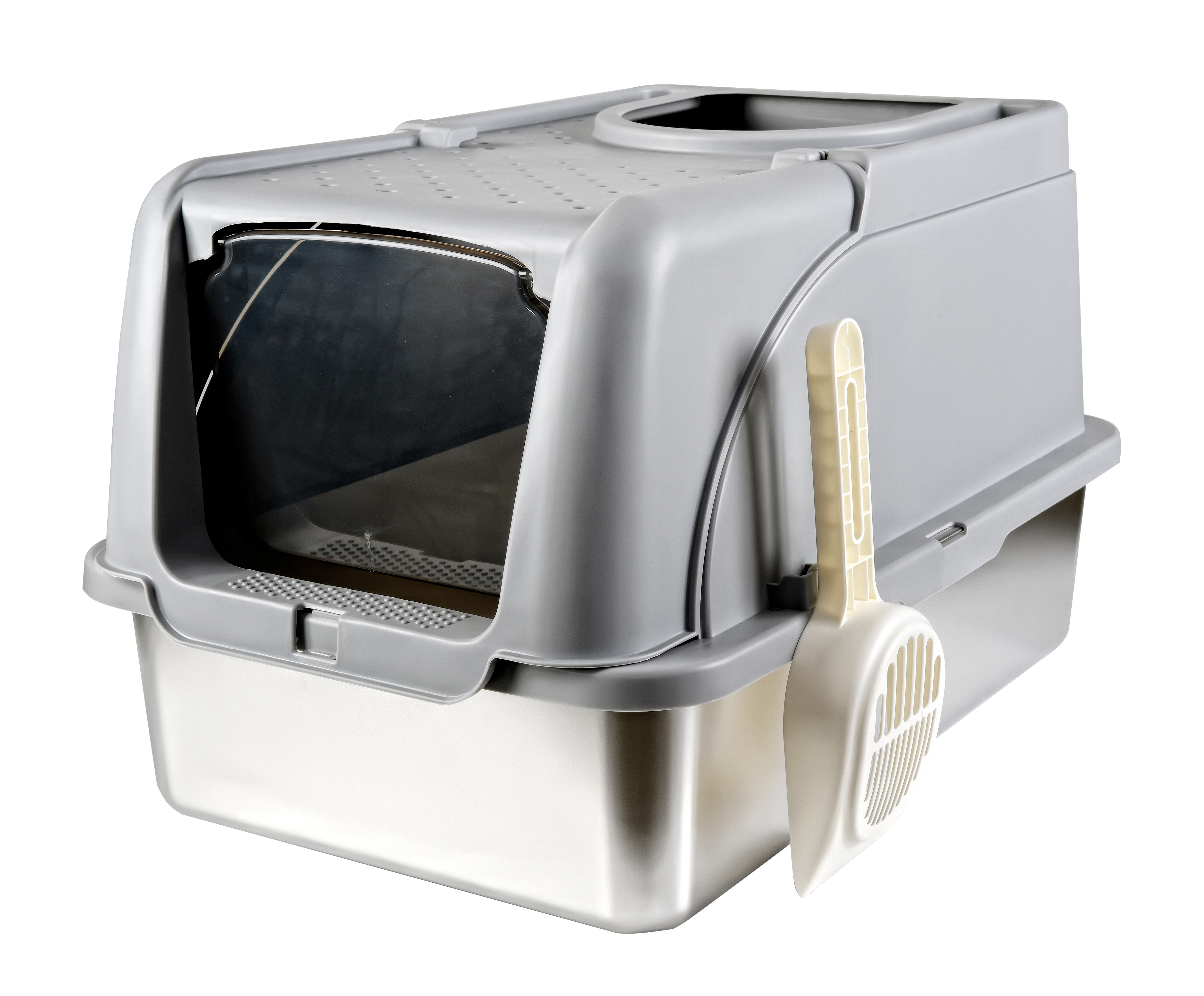 Stainless steel Flip-top cat litter box